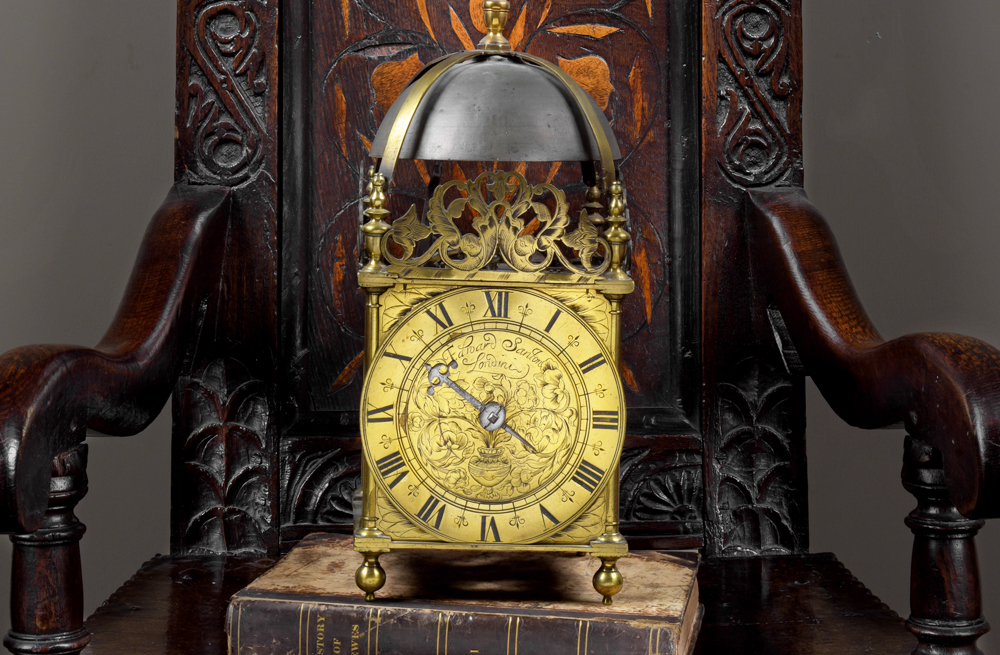 English lantern clock with a bell